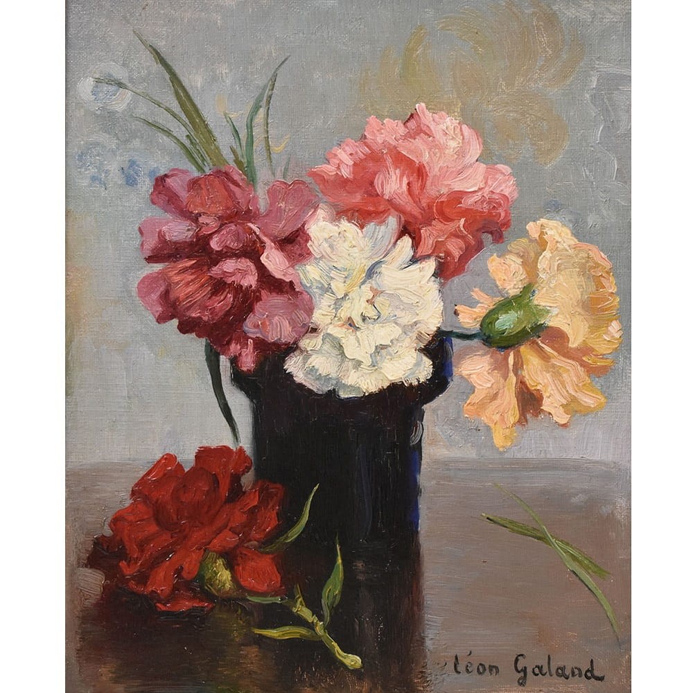 QF768 1a antique oil floral painting flower still life carnations.jpg